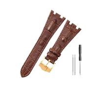 NBCNZCTSAS Leather Watchbands Fit For Audemars & Fit For Piguet Royal Oak 15710 26471 26474 28mm With Folding Buckle Watch Strap(Brown-Golden-K13)