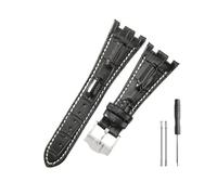 NBCNZCTSAS Leather Watchbands Fit For Audemars & Fit For Piguet Royal Oak 15710 26471 26474 28mm With Folding Buckle Watch Strap(Blackwhite-Steel-K13)