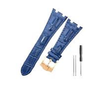 NBCNZCTSAS Leather Watchbands Fit For Audemars & Fit For Piguet Royal Oak 15710 26471 26474 28mm With Folding Buckle Watch Strap(Blue-Rose-K13)