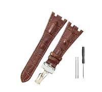 NBCNZCTSAS Leather Watchbands Fit For Audemars & Fit For Piguet Royal Oak 15710 26471 26474 28mm With Folding Buckle Watch Strap(Brown-Steel-Z1)