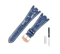 NBCNZCTSAS Leather Watchbands Fit For Audemars & Fit For Piguet Royal Oak 15710 26471 26474 28mm With Folding Buckle Watch Strap(Blue white-Rose-K13)