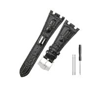 NBCNZCTSAS Leather Watchbands Fit For Audemars & Fit For Piguet Royal Oak 15710 26471 26474 28mm With Folding Buckle Watch Strap(Black-Steel-K13)