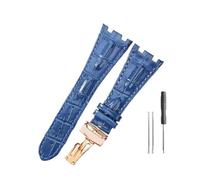 NBCNZCTSAS Leather Watchbands Fit For Audemars & Fit For Piguet Royal Oak 15710 26471 26474 28mm With Folding Buckle Watch Strap(Blue-Rose-Z1)