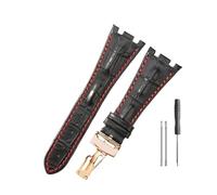 NBCNZCTSAS Leather Watchbands Fit For Audemars & Fit For Piguet Royal Oak 15710 26471 26474 28mm With Folding Buckle Watch Strap(Black red-Rose-Z1)