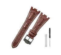 NBCNZCTSAS Leather Watchbands Fit For Audemars & Fit For Piguet Royal Oak 15710 26471 26474 28mm With Folding Buckle Watch Strap(Brownwhite-Black-K13)