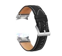 NBCNZCTSAS No Gaps Design Leather Strap Fit For Samsung Galaxy Watch 6/5/4 40mm 44mm 5Pro 45mm Band 6/4 Classic 47 43mm 46 42mm Soft Bracelet(Black-S,Watch 6 5 4 40mm)