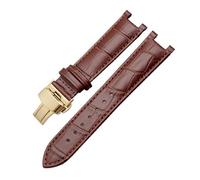 NBCNZCTSAS Notched Watchband Strap Fit For GC Fit For Guess Fit For Passa Leather Waterproof Wristband 20MM 22 * 13MM Men(Brown-c-gold,20.11mm)