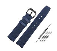 NBCNZCTSAS Nylon Canvas Watchband Fit For IWC Fit For PILOT Fit For Portugal Fabric 20MM 21MM 22MM Leather Watch Strap Black Armygreen Men's Wristband(A-blue-black,22mm)