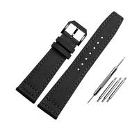 NBCNZCTSAS Nylon Canvas Watchband Fit For IWC Fit For PILOT Fit For Portugal Fabric 20MM 21MM 22MM Leather Watch Strap Black Armygreen Men's Wristband(A-black-black,21mm)