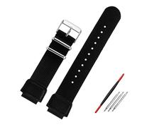 NBCNZCTSAS Nylon Watchband 18mm Fit For Casio AE-1000 W-S200H W-800H W-216H 735H W-215 AEQ-110W SGW-300H 400H 500H MRW-200H Canvas Watchstrap(Black-silver)