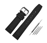 NBCNZCTSAS Nylon Waterproof Warchband Fit For Universal Fit For Pilot Fit For Portuguese Canvas back Leather men's Watch Strap Army Green 20 21MM 22MM Bracelet(Black-black,21mm)