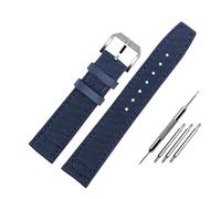 NBCNZCTSAS Nylon Waterproof Warchband Fit For Universal Fit For Pilot Fit For Portuguese Canvas back Leather men's Watch Strap Army Green 20 21MM 22MM Bracelet(Blue-silver,20mm)
