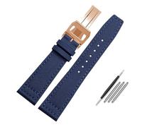NBCNZCTSAS Nylon Waterproof Warchband Fit For Universal Fit For Pilot Fit For Portuguese Canvas back Leather men's Watch Strap Army Green 20 21MM 22MM Bracelet(Blue-rose gold-B,21mm)