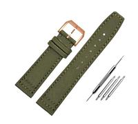 NBCNZCTSAS Nylon Waterproof Warchband Fit For Universal Fit For Pilot Fit For Portuguese Canvas back Leather men's Watch Strap Army Green 20 21MM 22MM Bracelet(Green-rose gold,22mm)
