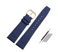 NBCNZCTSAS Nylon Waterproof Warchband Fit For Universal Fit For Pilot Fit For Portuguese Canvas back Leather men's Watch Strap Army Green 20 21MM 22MM Bracelet(Blue-rose gold,22mm)