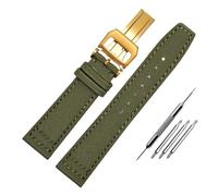 NBCNZCTSAS Nylon Waterproof Warchband Fit For Universal Fit For Pilot Fit For Portuguese Canvas back Leather men's Watch Strap Army Green 20 21MM 22MM Bracelet(Green-gold-B,21mm)