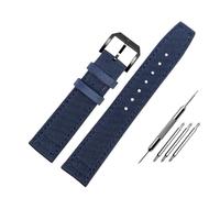 NBCNZCTSAS Nylon Waterproof Warchband Fit For Universal Fit For Pilot Fit For Portuguese Canvas back Leather men's Watch Strap Army Green 20 21MM 22MM Bracelet(Blue-black,21mm)
