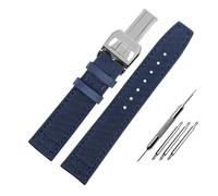 NBCNZCTSAS Nylon Waterproof Warchband Fit For Universal Fit For Pilot Fit For Portuguese Canvas back Leather men's Watch Strap Army Green 20 21MM 22MM Bracelet(Blue-silver-B,22mm)