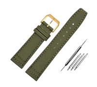 NBCNZCTSAS Nylon Waterproof Warchband Fit For Universal Fit For Pilot Fit For Portuguese Canvas back Leather men's Watch Strap Army Green 20 21MM 22MM Bracelet(Green-gold,20mm)
