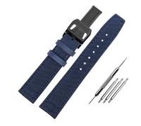 NBCNZCTSAS Nylon Waterproof Warchband Fit For Universal Fit For Pilot Fit For Portuguese Canvas back Leather men's Watch Strap Army Green 20 21MM 22MM Bracelet(Blue-black-B,21mm)