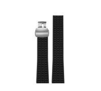 NBCNZCTSAS Silicone Rubber Watch Strap 19mm Plaid Black Blue Brown Men's Watchband Fit For Patek Philippe Aquanaut 5164A 5167A 5168A(Black-Silver)