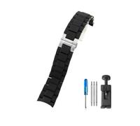 NBCNZCTSAS Silicone Stainless Steel Watchbands Fit For Armani AR5890 5891 5906 5905 Watches With Buckle In 20mm And 23mm(Black-Steel,20mm)