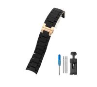 NBCNZCTSAS Silicone Steel Watchbands Fit For Armani AR5890 5891 5906 5905 Fit For Men Women 20mm 23mm Style Watch Strap(Black-Rose,20mm)