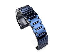 NBCNZCTSAS Stainless Steel Watchband Dark Blue Color Curved End Metal Wristwatches Band 18mm 19mm 20mm 21mm 22mm 23mm 24mm Watch Strap(Polished blue,20mm)
