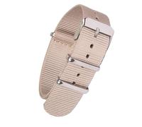 NBCNZCTSAS Strong 18mm 20mm 22mm Solid Color Black Army watchband Nylon Watch Strap Wristwatch Band Stainless steel Buckle fabric(Beige,18mm)