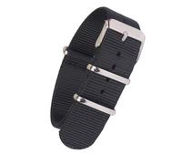 NBCNZCTSAS Strong 18mm 20mm 22mm Solid Color Black Army watchband Nylon Watch Strap Wristwatch Band Stainless steel Buckle fabric(Nero,20mm)
