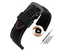 NBCNZCTSAS Universal Breathable Silicone Strap Fit For Tissot Fit For Omega Fit For Citizen Rubber Watch Band Men Wristband 20mm 22mm 24mm Bracelet Accessories(Orangeline-black,20mm)