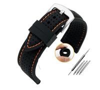 NBCNZCTSAS Universal Breathable Silicone Strap Fit For Tissot Fit For Omega Fit For Citizen Rubber Watch Band Men Wristband 20mm 22mm 24mm Bracelet Accessories(Orangeline-silver,20mm)