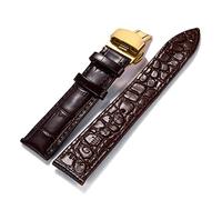 NBCNZCTSAS Watchband Soft Crocodile Texture Leather Watch Strap 16mm 18mm 20mm 22mm Band Fit For Tisssot For Seiko Acces(Brown-Gold buckle,16mm)