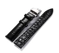 NBCNZCTSAS Watchband Soft Crocodile Texture Leather Watch Strap 16mm 18mm 20mm 22mm Band Fit For Tisssot For Seiko Acces(Black -Silver buckle,20mm)