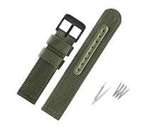 NBCNZCTSAS Weave Nylon Watch Band Fit For Seiko 5 Military SNK789 Canvas Watch Strap Bracelet Waterproof Fit For Citizen 18mm 20mm 22mm 24mm Men Woman(Green-black,18mm)