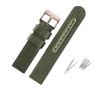 NBCNZCTSAS Weave Nylon Watch Band Fit For Seiko 5 Military SNK789 Canvas Watch Strap Bracelet Waterproof Fit For Citizen 18mm 20mm 22mm 24mm Men Woman(Green-rose gold,20mm)