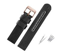 NBCNZCTSAS Weave Nylon Watch Band Fit For Seiko 5 Military SNK789 Canvas Watch Strap Bracelet Waterproof Fit For Citizen 18mm 20mm 22mm 24mm Men Woman(Black-rose gold,24mm)