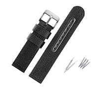 NBCNZCTSAS Weave Nylon Watch Band Fit For Seiko 5 Military SNK789 Canvas Watch Strap Bracelet Waterproof Fit For Citizen 18mm 20mm 22mm 24mm Men Woman(Black-silver bucke,20mm)