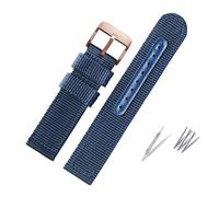 NBCNZCTSAS Weave Nylon Watch Band Fit For Seiko 5 Military SNK789 Canvas Watch Strap Bracelet Waterproof Fit For Citizen 18mm 20mm 22mm 24mm Men Woman(Blue-rose gold,18mm)