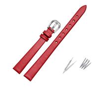 NBCNZCTSAS Women Fashion Leather Watch Band Bracelet Small Size Mini Strap Red White Black Accessories 6mm 8mm 7mm 10mm 12mm 14mm(Red-silver,12mm)