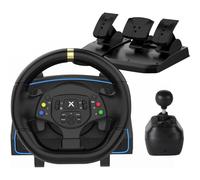 NBCP F10 PC Racing Wheel-1080 Degree Magnetic Induction Gaming Steering Wheel with 6-Speed H-Pattern Shifter and Linear Pedal-Steering Wheel for PC Windows 7/10/11,PS3 Support Euro Truck Simulator 2