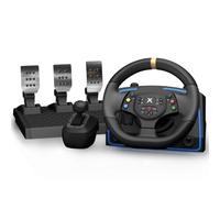 NBCP F10 Pro 1080 Degree Gaming Steering Wheel,Hall-Effect Linear Steering | Hall Effect Metal Pedals,6-Speed H-Pattern Shifter,Dual Vibration,Angle Lock,Sensitivity Adjust,X/D Input,for PC,PS3,ETS2
