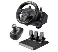 NBCP Gaming Steering Wheel with Pedals and Shifter, 900°/ 1080° Racing Wheel, Hall Effect Pedals, Vibration Feedback, Paddle Shifters, PC Steering Wheel for PS4, Xbox One, Xbox Series X|S, PS3, Switch