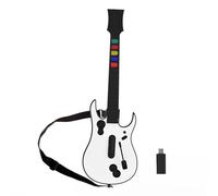 NBCP Guitar Hero Guitar, Wireless PC Guitar Hero Controller for PlayStation 3 PS3 with Dongle for Clone Hero, Rock Band Guitar Hero Games White