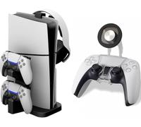 NBCP PS5 Controller Charging Dock & Magnetic Phone Mount Clip Bundle - MagSafe Compatible Holder for DualSense, Ultra-Strong Magnets, 360° Rotation, Complete Gaming Setup (Black)