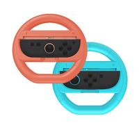 NBCP Racing Steering Wheel 2-Pack for Nintendo Switch 2 Joy-Con - Ergonomic Grip, Compatible with Mario Kart 8 Deluxe & More - Red & Blue