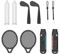 NBCP SWITCH2 set 2025 New Product Release! Sports Accessory Set, Supports Sports Games, Combat, Immersion, Grips*6, [Sword, Golf, Tennis Racket, Strap, Steering Wheel, Handle Grip] (black-10)