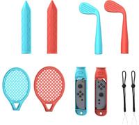 NBCP SWITCH2 set 2025 New Product Release! Sports Accessory Set, Supports Sports Games, Combat, Immersion, Grips*6, [Sword, Golf, Tennis Racket, Strap, Steering Wheel, Handle Grip] (red and blue-10)