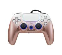 NBCP Wired PS5 Controller, Turbo, Hall-Effect Triggers, Dual Vibration, 6-Axis Gyro, 10ft Cable -Gamepad Compatible with PS5/PS4/PC/Steam - Rose Gold Color