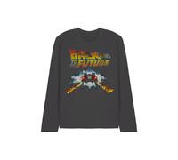 NBCU Back To The Future Delorean Long Sleeve T-Shirt, Charcoal | Size: 2XL NBCU Charcoal 2XL
